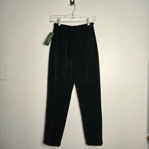 Vintage Deadstock Ralph Lauren Black Velvet Side Zip Pants Size 2 Petite Elegant